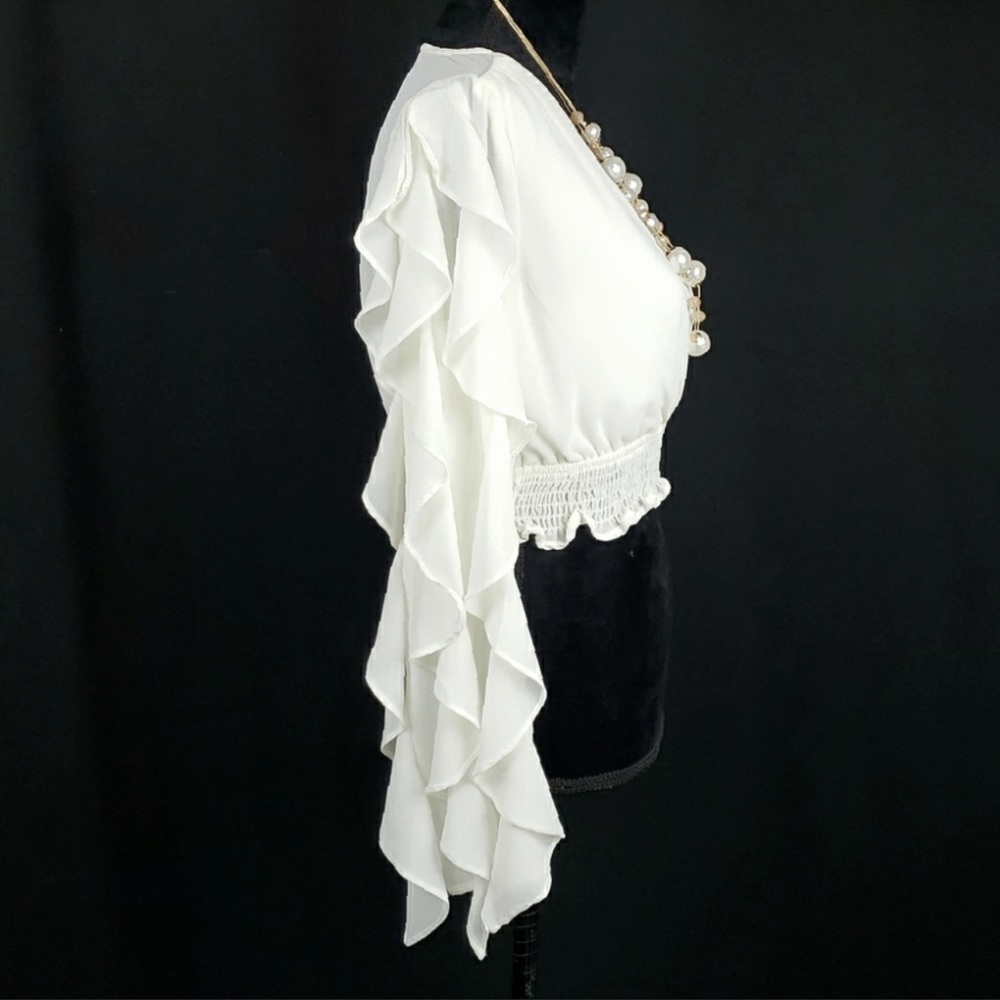 Privy Ruffle Long Sleeve Top Size Small - Picture 9 of 10